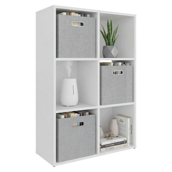 English Elm Gridley Six Cube Vertical Shelf Organizer with Fabric Bins for Small Space Storage B092P538942