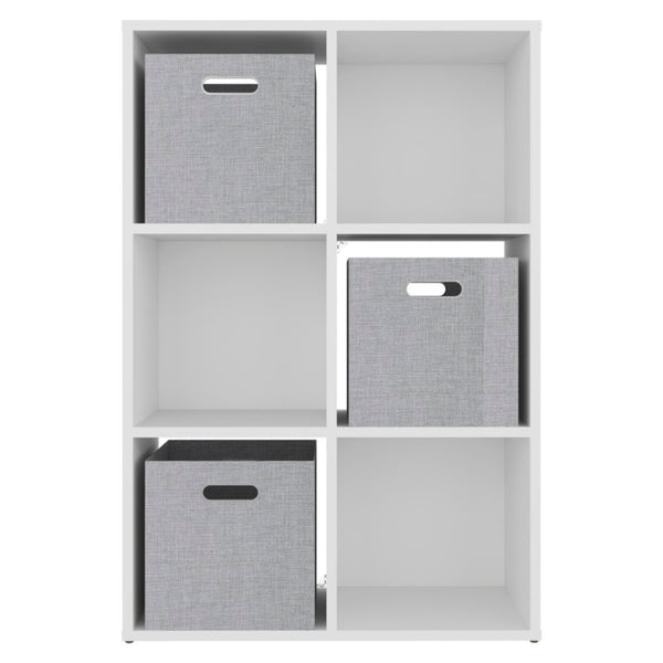 English Elm Gridley Six Cube Vertical Shelf Organizer with Fabric Bins for Small Space Storage B092P538942