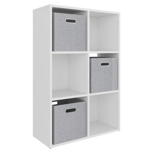 English Elm Gridley Six Cube Vertical Shelf Organizer with Fabric Bins for Small Space Storage B092P538942