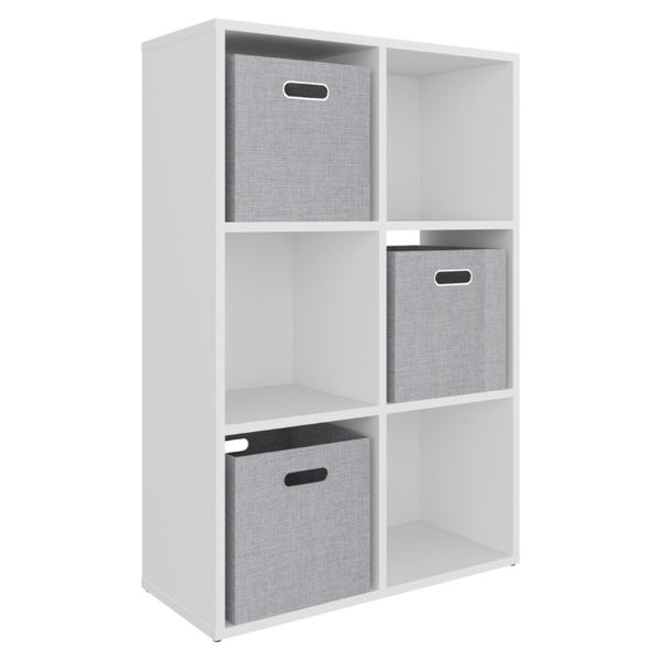 English Elm Gridley Six Cube Vertical Shelf Organizer with Fabric Bins for Small Space Storage B092P538942