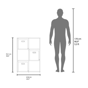 English Elm Gridley Six Cube Vertical Shelf Organizer with Fabric Bins for Small Space Storage B092P538942