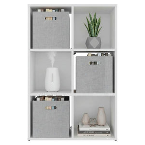 English Elm Gridley Six Cube Vertical Shelf Organizer with Fabric Bins for Small Space Storage B092P538942