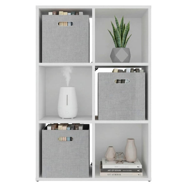 English Elm Gridley Six Cube Vertical Shelf Organizer with Fabric Bins for Small Space Storage B092P538942