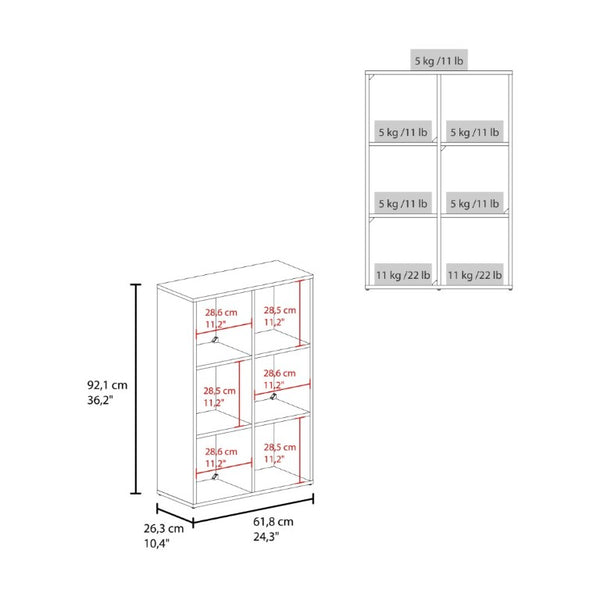 English Elm Gridley Six Cube Vertical Shelf Organizer with Fabric Bins for Small Space Storage B092P538942