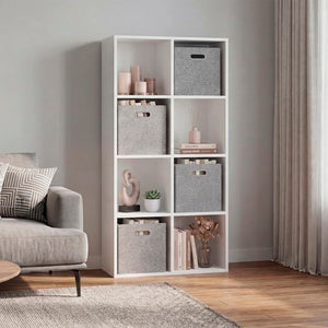English Elm Gridley White 8-Cube Vertical Organizer with Fabric Bins for Compact Living Spaces B092P538943