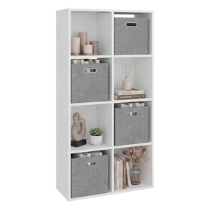 English Elm Gridley White 8-Cube Vertical Organizer with Fabric Bins for Compact Living Spaces B092P538943