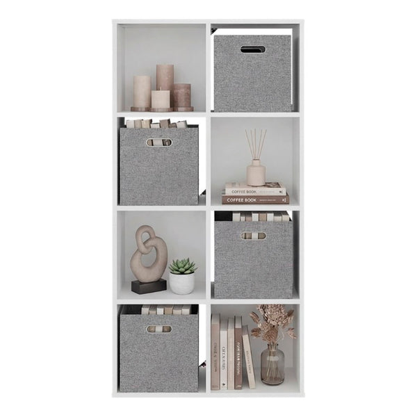 English Elm Gridley White 8-Cube Vertical Organizer with Fabric Bins for Compact Living Spaces B092P538943