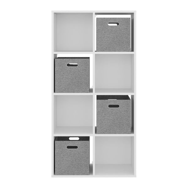 English Elm Gridley White 8-Cube Vertical Organizer with Fabric Bins for Compact Living Spaces B092P538943