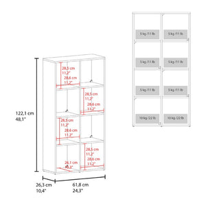 English Elm Gridley White 8-Cube Vertical Organizer with Fabric Bins for Compact Living Spaces B092P538943