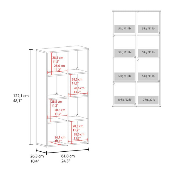 English Elm Gridley White 8-Cube Vertical Organizer with Fabric Bins for Compact Living Spaces B092P538943