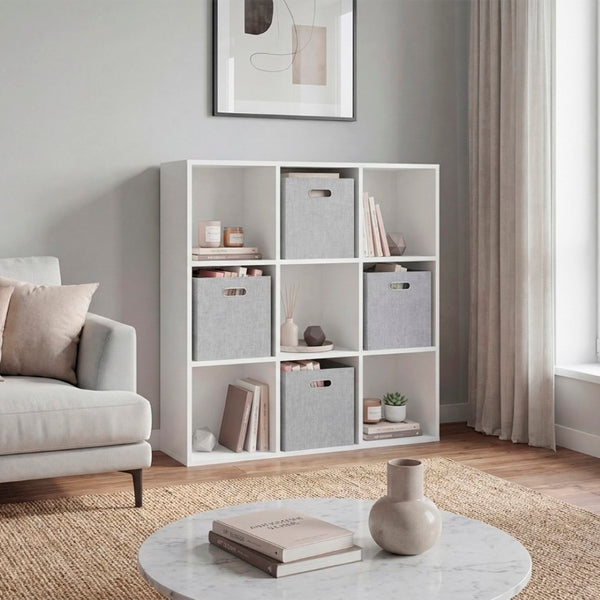 English Elm Gridley 9-Cube White Modular Organizer with Fabric Bins for Versatile Home Storage B092P538944