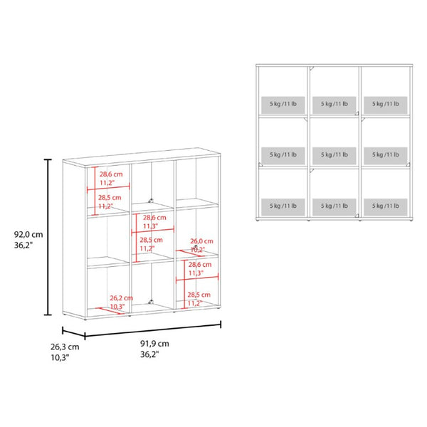 English Elm Gridley 9-Cube White Modular Organizer with Fabric Bins for Versatile Home Storage B092P538944