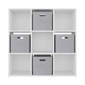 English Elm Gridley 9-Cube White Modular Organizer with Fabric Bins for Versatile Home Storage B092P538944