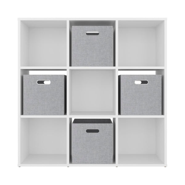 English Elm Gridley 9-Cube White Modular Organizer with Fabric Bins for Versatile Home Storage B092P538944