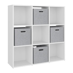 English Elm Gridley 9-Cube White Modular Organizer with Fabric Bins for Versatile Home Storage B092P538944