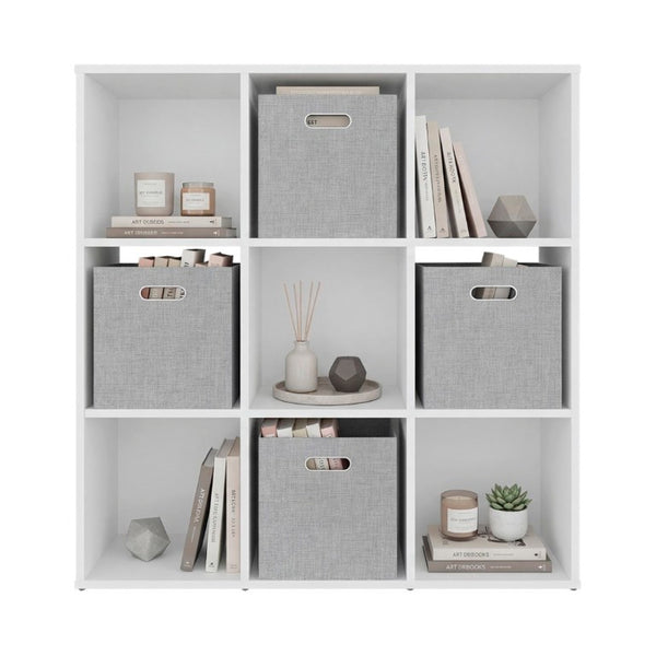 English Elm Gridley 9-Cube White Modular Organizer with Fabric Bins for Versatile Home Storage B092P538944