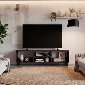 English Elm Ravelle Low Profile 70 Inch TV Stand with Open Shelving for Modern Living Rooms B092P538946
