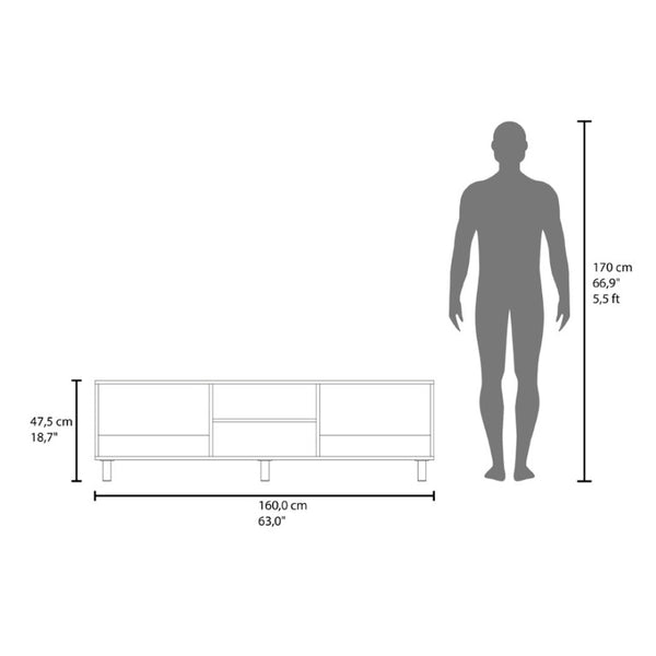 English Elm Ravelle Low Profile 70 Inch TV Stand with Open Shelving for Modern Living Rooms B092P538946