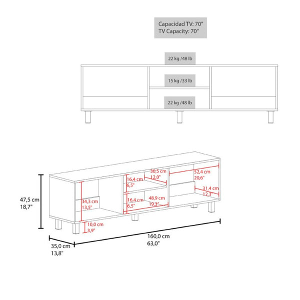 English Elm Ravelle Low Profile 70 Inch TV Stand with Open Shelving for Modern Living Rooms B092P538946