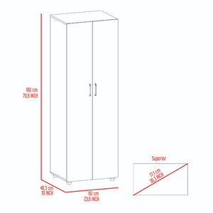 English Elm Slim Double Door Wardrobe Armoire with Hanging Rod Matte Black Contemporary Finish B092S00173