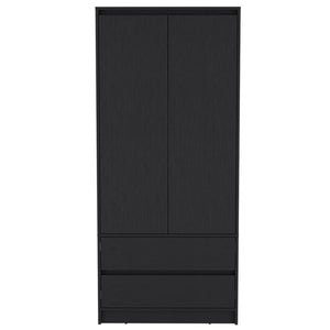 English Elm Lewes Matte Black Dresser and Armoire Set Modern Bedroom Storage with Hanging Rod B092S00219