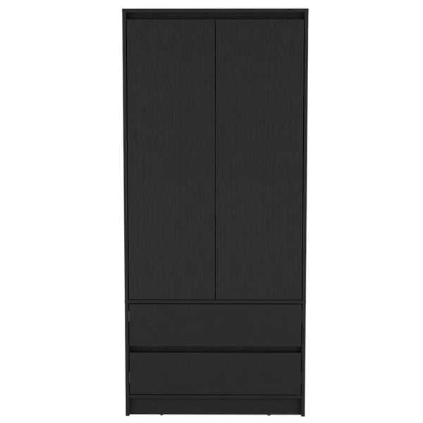 English Elm Lewes Matte Black Dresser and Armoire Set Modern Bedroom Storage with Hanging Rod B092S00219