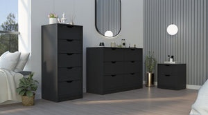 English Elm Stockley Three Piece Bedroom Set with Six Drawer Dresser Tall Chest and Nightstand B092S00220