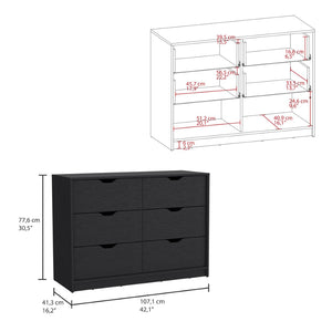 English Elm Stockley Three Piece Bedroom Set with Six Drawer Dresser Tall Chest and Nightstand B092S00220
