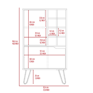English Elm L Bar Single Door Storage Cabinet with Eight Slot Wine Rack and Four Tapered Legs B097120588