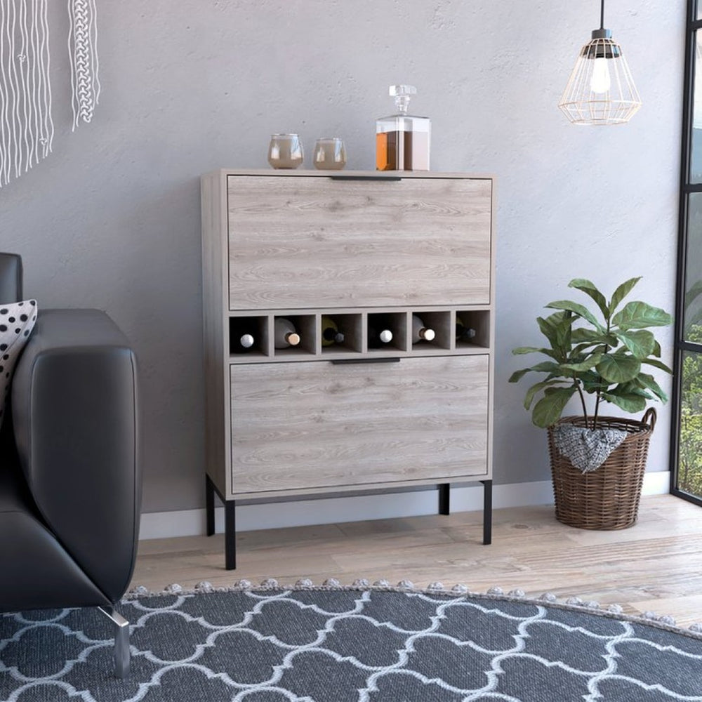 English Elm Depot E-Shop Staten Modern Bar Cabinet with Wine Cubbies and Steel Legs for Home B097133181