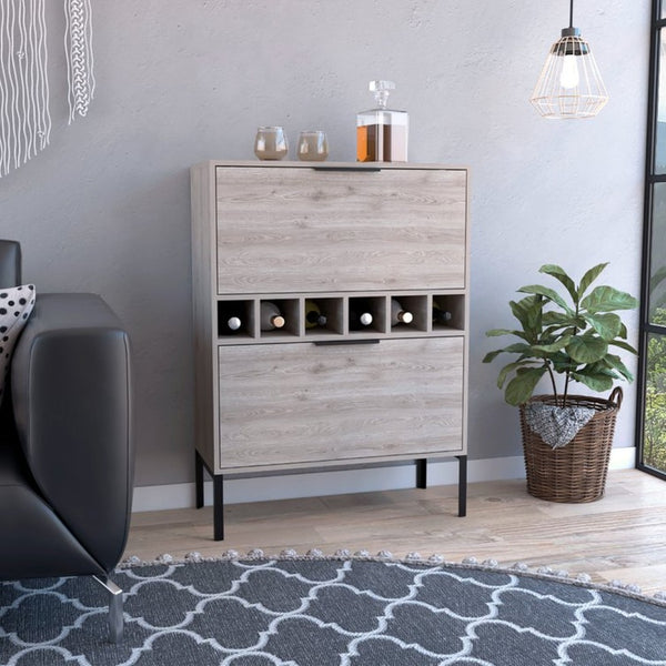 English Elm Depot E-Shop Staten Modern Bar Cabinet with Wine Cubbies and Steel Legs for Home B097133181