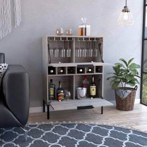 English Elm Depot E-Shop Staten Modern Bar Cabinet with Wine Cubbies and Steel Legs for Home B097133181
