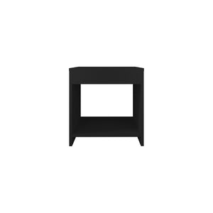 English Elm Night Table Compact Open Shelf Matte Black Engineered Wood Minimalist Bedroom Accent B097P250887