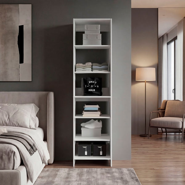 English Elm Free Standing Closet Organizer with 6 Open Shelves Slim White Bedroom Storage B097P507702