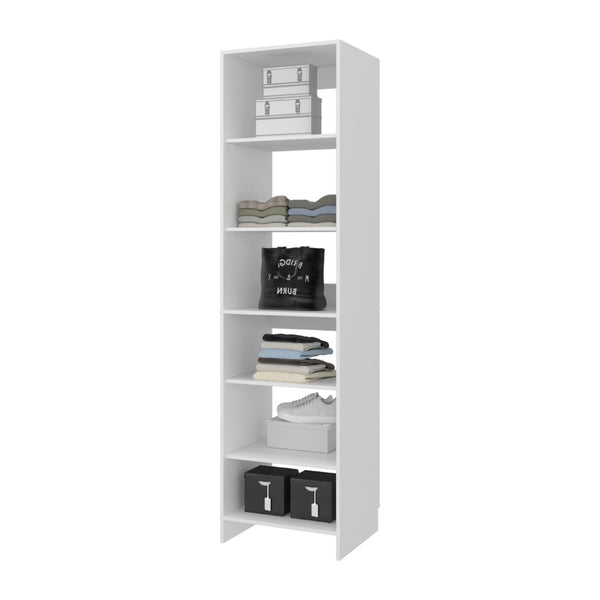 English Elm Free Standing Closet Organizer with 6 Open Shelves Slim White Bedroom Storage B097P507702