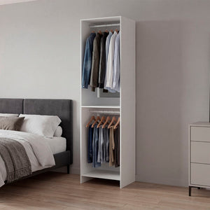 English Elm Free Standing Closet Organizer with Dual Rods Open Shelves White Bedroom Storage B097P507703