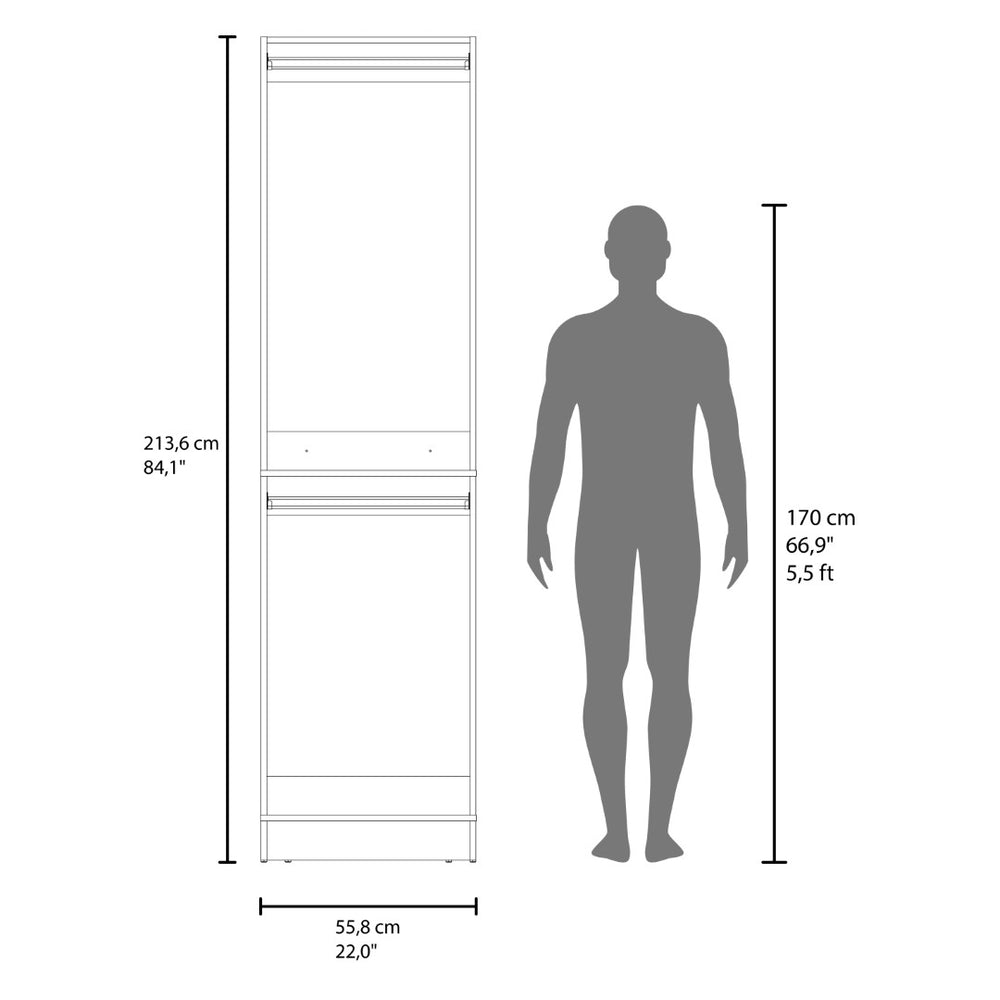English Elm Free Standing Closet Organizer with Dual Rods Open Shelves White Bedroom Storage B097P507703
