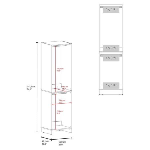 English Elm Free Standing Closet Organizer with Dual Rods Open Shelves White Bedroom Storage B097P507703