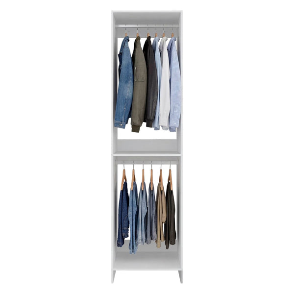 English Elm Free Standing Closet Organizer with Dual Rods Open Shelves White Bedroom Storage B097P507703