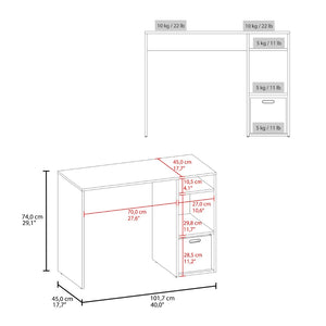 English Elm Computer Desk with Open Shelving and Woven Basket for Compact Home Office Use White B097P507708