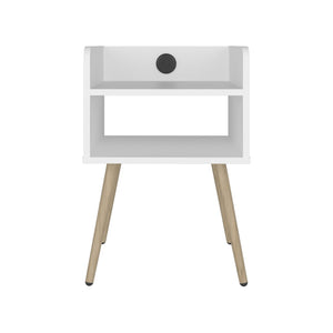 English Elm Night Table Compact Open Shelf Matte Black Engineered Wood Minimalist Bedroom Accent White B097P507711