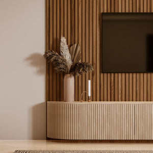 English Elm Decorative Dekowall Davinci Slatted MDF Wall Panels Natural Oak Finish 9 Ft Tall B097P525251