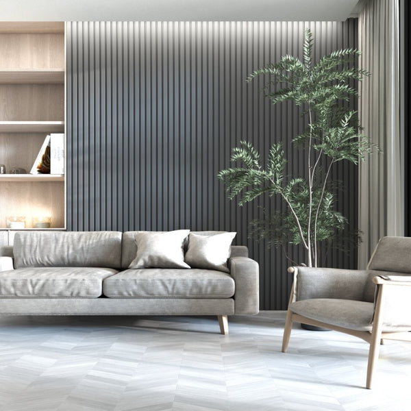 English Elm Decorative Dekowall Warhol Slatted MDF Wall Panels Architectural Gray Finish 23 Sq Ft B097P525253