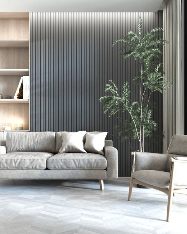 English Elm Decorative Dekowall Warhol Slatted MDF Wall Panels Architectural Gray Finish 23 Sq Ft B097P525253