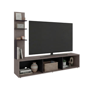 English Elm Entertainment Center with Tower and Open Shelves for Modern Living Room Media Wall B097P537829
