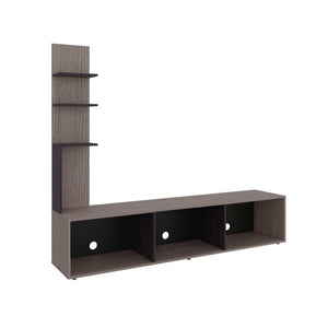 English Elm Entertainment Center with Tower and Open Shelves for Modern Living Room Media Wall B097P537829