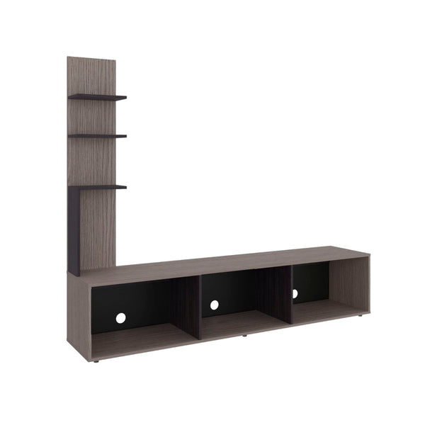 English Elm Entertainment Center with Tower and Open Shelves for Modern Living Room Media Wall B097P537829