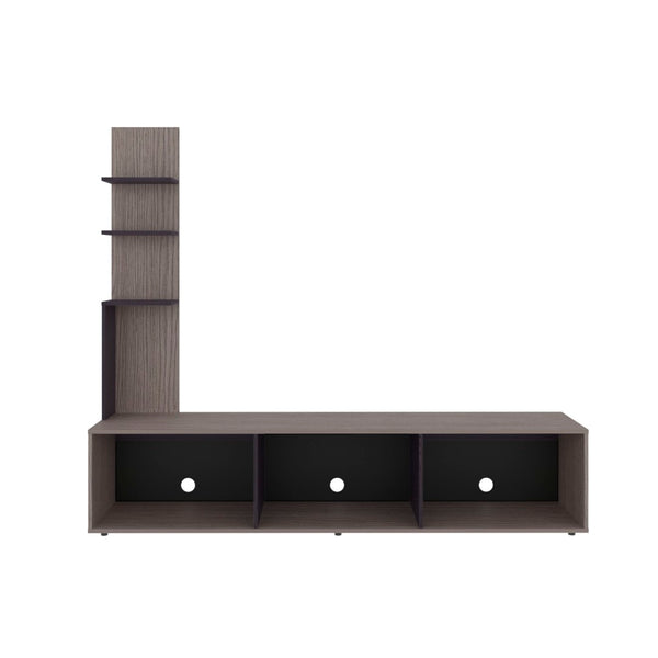 English Elm Entertainment Center with Tower and Open Shelves for Modern Living Room Media Wall B097P537829