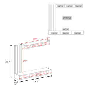 English Elm Entertainment Wall Unit with Slat Panel Display Shelf and Low Profile Tv Stand Oak B097P537830