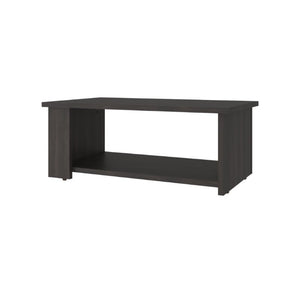 English Elm Modern Asymmetrical Low Profile Coffee Table with Open Storage Alcoves in Walnut B097P543464